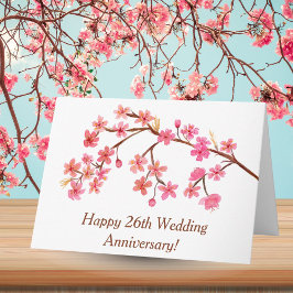 Happy 26. Jubiläum Wasserfarbenblüten Kirsche Karte
