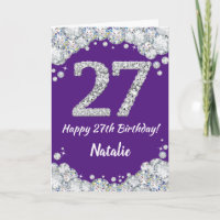 Happy 27. Geburtstag Lila und Silberne Glitzer Car