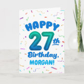 Happy 27th Birthday Card with Custom Name Karte (Vorderseite)