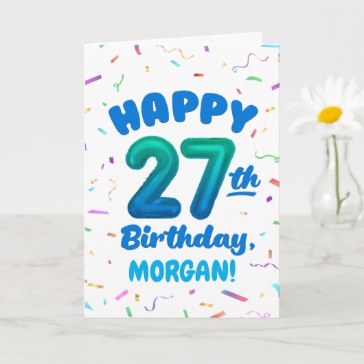 Happy 27th Birthday Card with Custom Name Karte (Kleine Pflanze)