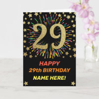 Happy 29. Geburtstag Black & Gold Regenbogen Feuer
