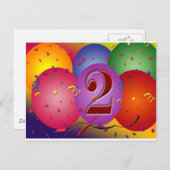 Happy 2. Geburtstag Balloons Postkarte (Vorne/Hinten)