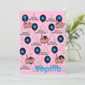 Happy 2. Geburtstag Einladung #2 Pink (Stehend Vorderseite)