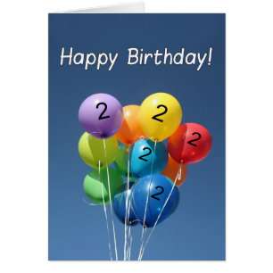 Happy 2. Geburtstag Farbige Ballons in einem blaue