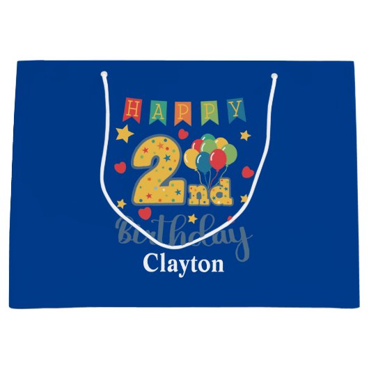 Happy 2. Geburtstag Große Geschenktasche Geschenktüte (Vorderseite)