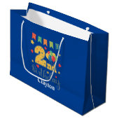 Happy 2. Geburtstag Große Geschenktasche Geschenktüte (Vorderseite Schrägansicht)