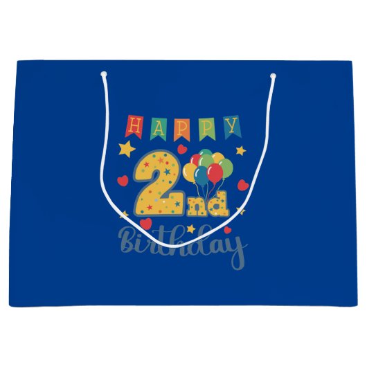 Happy 2. Geburtstag Große Geschenktasche Große Geschenktüte (Vorderseite)