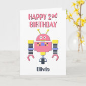 Happy 2. Geburtstag Pink Robot Karte (Gelbe Blume)