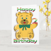 Happy 2. Geburtstag Teddy Bärenkarte Karte (Gelbe Blume)