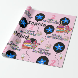Happy 2. Geburtstag Wrapping Paper Balloons #2 Pin Geschenkpapier