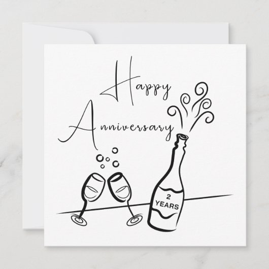 Happy 2. Jubiläum Champagne Celebration Card Karte (Vorderseite)