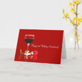Happy 2. Jubiläum Roter Wein und Rose Card Karte (Gelbe Blume)