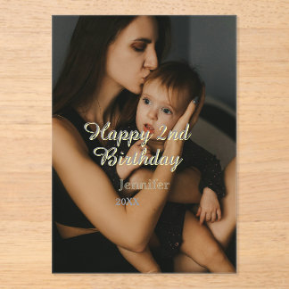 Happy 2nd birthday kids baby mother yellow gray na acryleinladungen