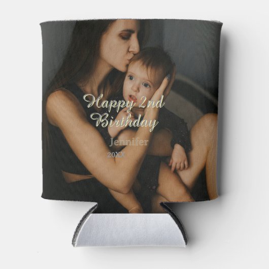 Happy 2nd birthday kids baby mother yellow gray na dosenkühler (Vorderseite)