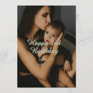 Happy 2nd birthday kids baby mother yellow gray na einladung