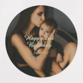 Happy 2nd birthday kids baby mother yellow gray na etiketten (Design 2)