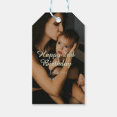 Happy 2nd birthday kids baby mother yellow gray na geschenkanhänger (Rückseite)