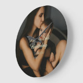 Happy 2nd birthday kids baby mother yellow gray na große wanduhr (Winkel)