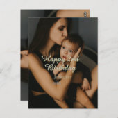 Happy 2nd birthday kids baby mother yellow gray na postkarte (Vorne/Hinten)