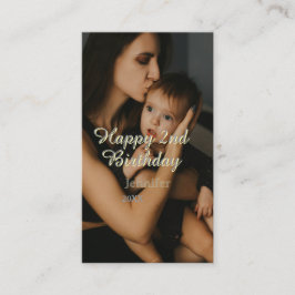 Happy 2nd birthday kids baby mother yellow gray na visitenkarte