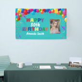 Happy 30. Geburtstag Bunte Balloons Aquamarin Banner (Messeveranstaltung)