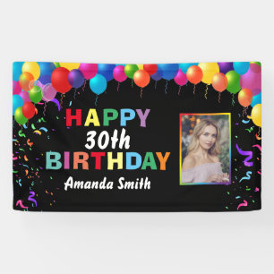 Happy 30. Geburtstag farbenfrohe Balloons Confetti Banner