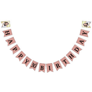 Happy 30. Geburtstag Foto Roségold Glitter Wimpelkette