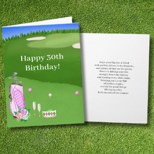 Happy 30. Geburtstag Pink Golf Bag Karte