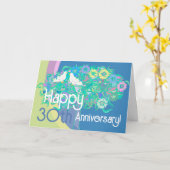 Happy 30 th White Doves Jubiläumskarte Karte (Gelbe Blume)