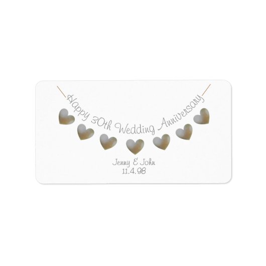 Happy 30. Wedding Anniversary Perllabel Adressaufkleber (Vorne)
