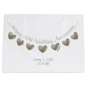 Happy 30. Wedding Jubiläum Perlenherz Große Geschenktüte (Vorderseite)