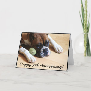 Happy 30th Anniversary boxer dog greeting card Karte