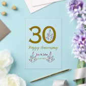 Happy 30th anniversary name date golden red leaf acryleinladungen (In Situ (Hochzeit))