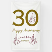 Happy 30th anniversary name date golden red leaf banner (Vertikal)