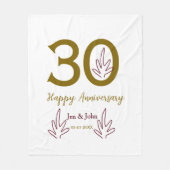 Happy 30th anniversary name date golden red leaf fleecedecke (Vorderseite)