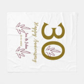 Happy 30th anniversary name date golden red leaf fleecedecke (Vorderseite (Horizontal))