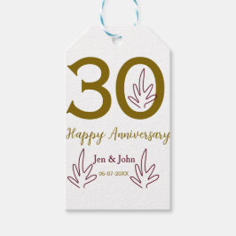 Happy 30th anniversary name date golden red leaf geschenkanhänger