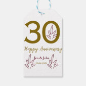 Happy 30th anniversary name date golden red leaf geschenkanhänger (Rückseite)