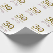 Happy 30th anniversary name date golden red leaf geschenkpapier (Ecke)