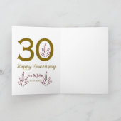 Happy 30th anniversary name date golden red leaf karte (Innenseite)