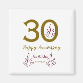 Happy 30th anniversary name date golden red leaf magnet (Vorne)