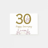 Happy 30th anniversary name date golden red leaf post-it klebezettel (Vorderseite)