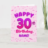 Happy 30th Birthday Card with Custom Name Karte (Vorderseite)