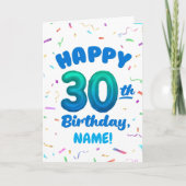 Happy 30th Birthday Card with Custom Name Karte (Vorderseite)