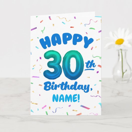 Happy 30th Birthday Card with Custom Name Karte (Kleine Pflanze)