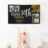 Happy 30th Birthday Gold Foliage 3 Foto Hintergrun Banner (Insitu)