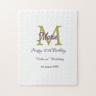 Happy 30th Birthday goldenadd name monogram modern Puzzle