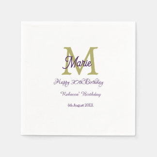 Happy 30th Birthday goldenadd name monogram modern Serviette