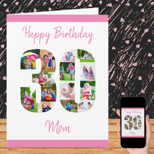Happy 30th Birthday Mom 30 Number Photo Collage Karte
