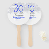 Happy 30th wedding anniversary silver blue glitter fächer (Vorne und Hinten)